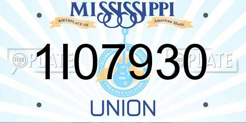 1I07930 Mississippi License Plate
