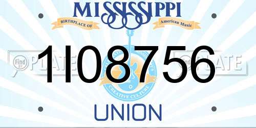 1I08756 Mississippi License Plate