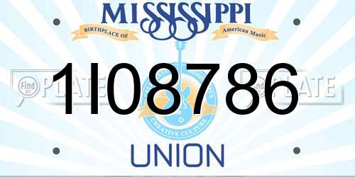1I08786 Mississippi License Plate