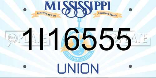 1I16555 Mississippi License Plate