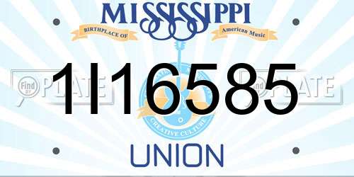1I16585 Mississippi License Plate