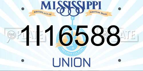 1I16588 Mississippi License Plate