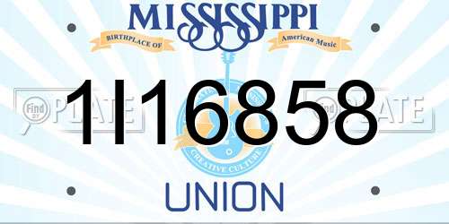 1I16858 Mississippi License Plate