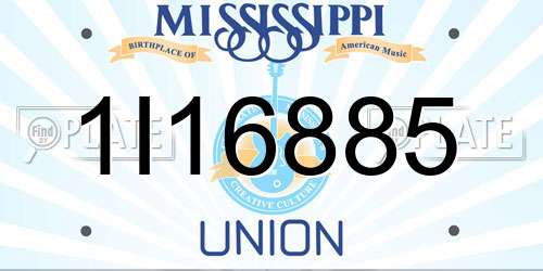 1I16885 Mississippi License Plate