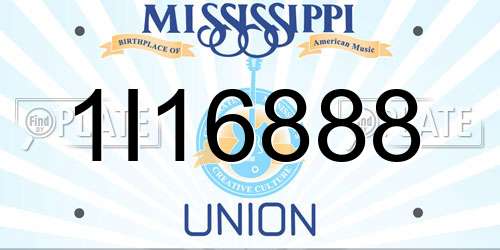1I16888 Mississippi License Plate