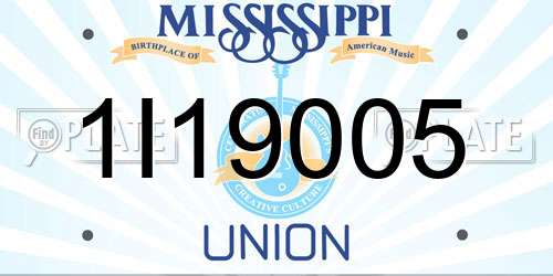 1I19005 Mississippi License Plate