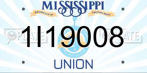 1I19008 Mississippi License Plate
