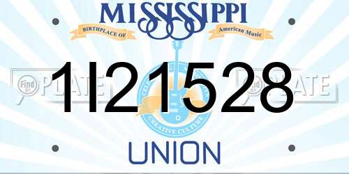 1I21528 Mississippi License Plate