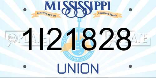 1I21828 Mississippi License Plate