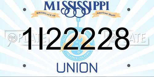 1I22228 Mississippi License Plate