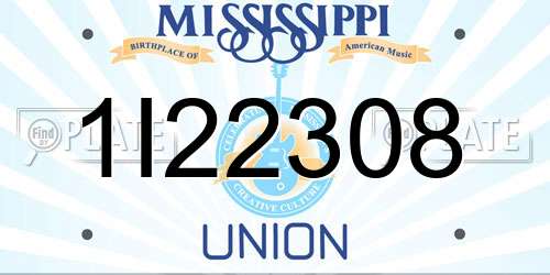 1I22308 Mississippi License Plate