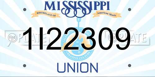 1I22309 Mississippi License Plate