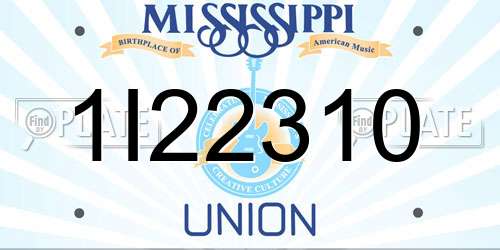 1I22310 Mississippi License Plate