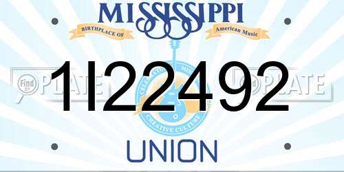 1I22492 Mississippi License Plate