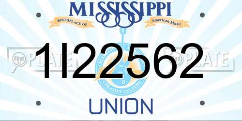 1I22562 Mississippi License Plate
