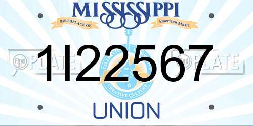 1I22567 Mississippi License Plate