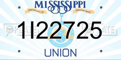 1I22725 Mississippi License Plate