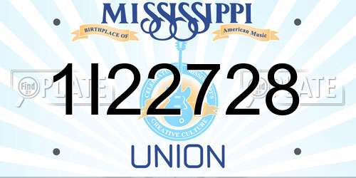 1I22728 Mississippi License Plate
