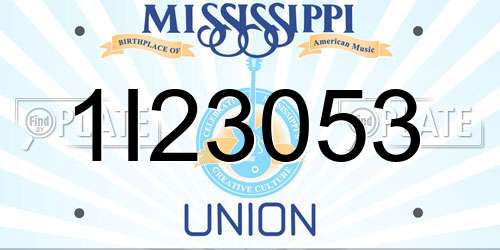 1I23053 Mississippi License Plate