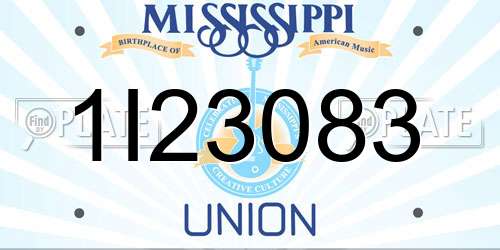 1I23083 Mississippi License Plate
