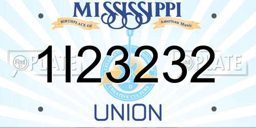 1I23232 Mississippi License Plate