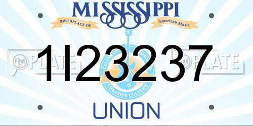 1I23237 Mississippi License Plate