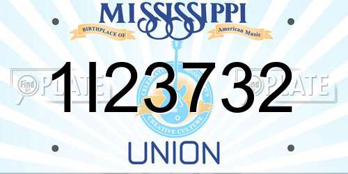 1I23732 Mississippi License Plate