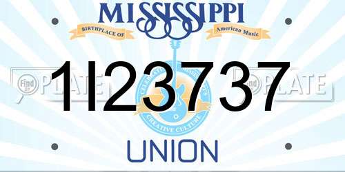 1I23737 Mississippi License Plate