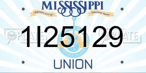 1I25129 Mississippi License Plate