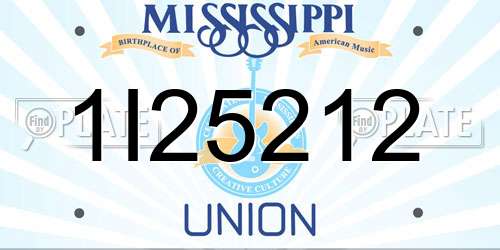 1I25212 Mississippi License Plate