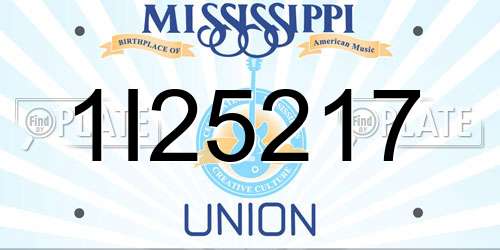 1I25217 Mississippi License Plate
