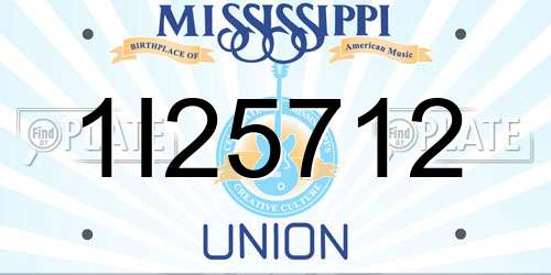1I25712 Mississippi License Plate