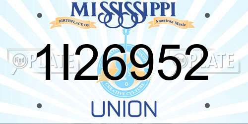 1I26952 Mississippi License Plate