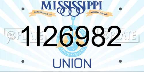 1I26982 Mississippi License Plate