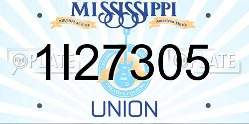 1I27305 Mississippi License Plate