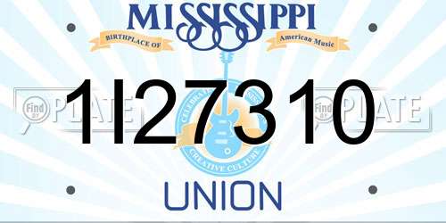 1I27310 Mississippi License Plate