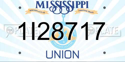 1I28717 Mississippi License Plate