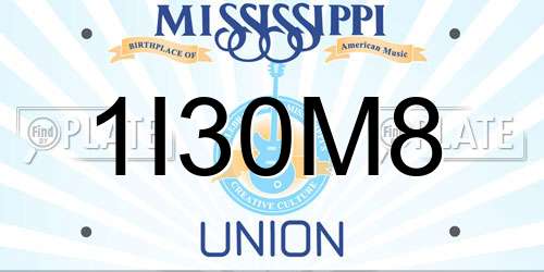 1I30M8 Mississippi License Plate