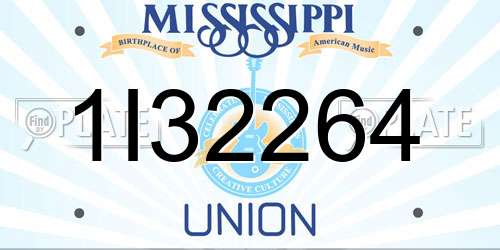 1I32264 Mississippi License Plate