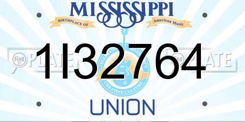 1I32764 Mississippi License Plate