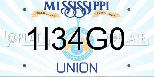 1I34G0 Mississippi License Plate