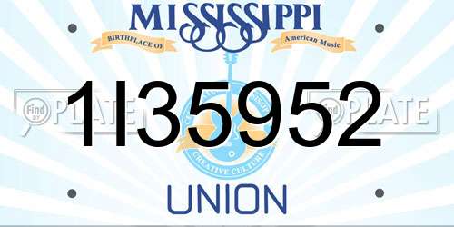 1I35952 Mississippi License Plate