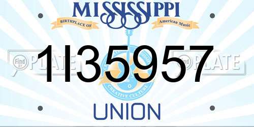 1I35957 Mississippi License Plate