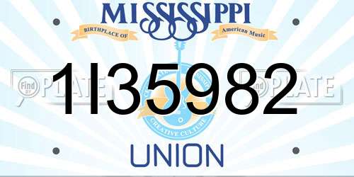 1I35982 Mississippi License Plate