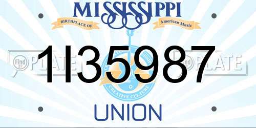 1I35987 Mississippi License Plate