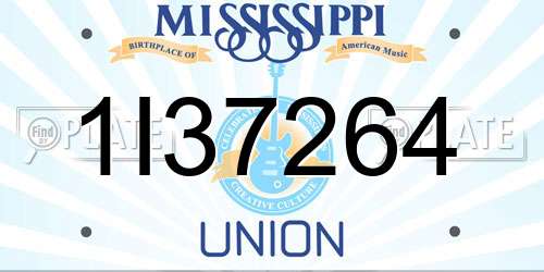 1I37264 Mississippi License Plate