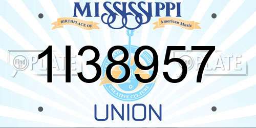 1I38957 Mississippi License Plate