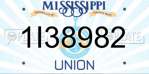 1I38982 Mississippi License Plate
