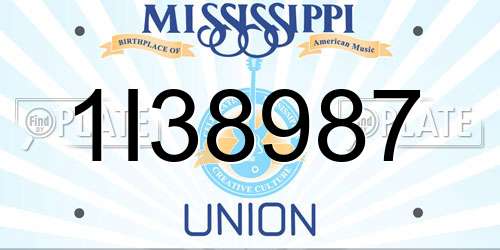 1I38987 Mississippi License Plate