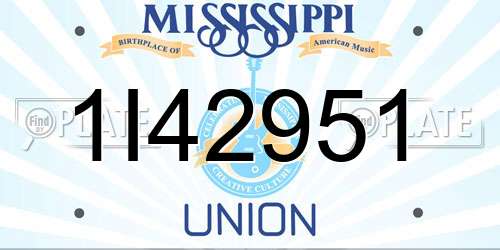 1I42951 Mississippi License Plate